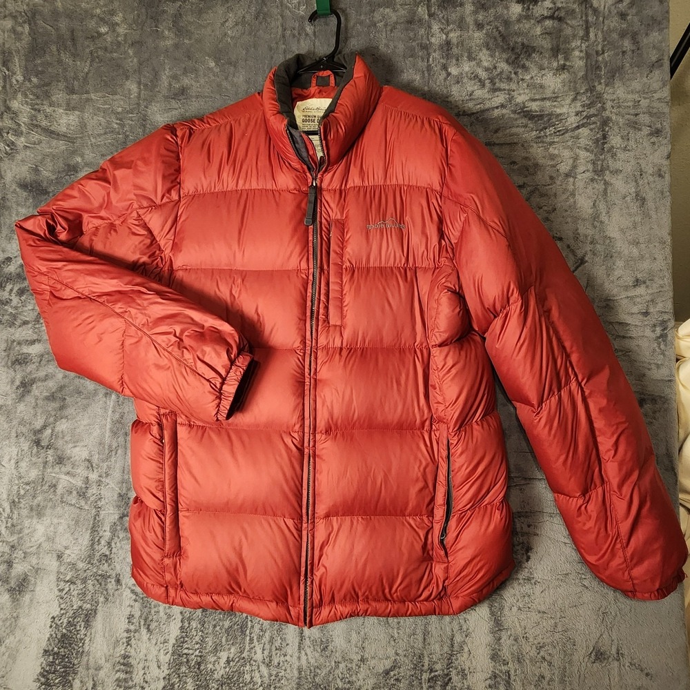 Eddie Bauer Premium Goose Down Puffer Jacket Mens XLT Extra Large Tall Red Coat